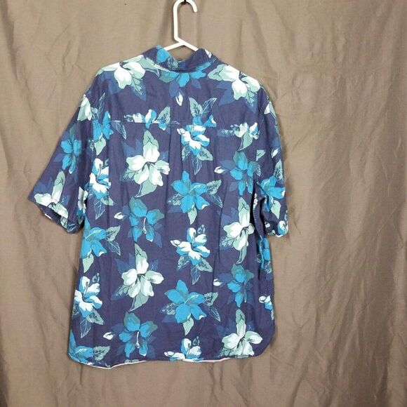Mossimo Short Sleeve Blue Cotton Button Front Floral Casual Shirt Mens Size XXL - Picture 3 of 10